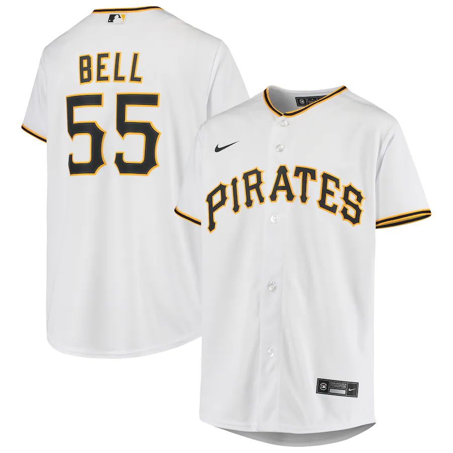 Youth Pittsburgh Pirates 55 Josh Bell Nike White Home Replica Player MLB Jerseys